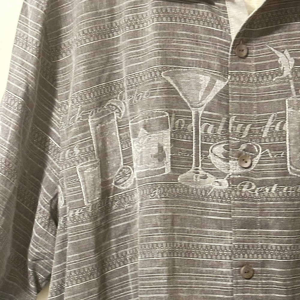 Tommy Bahama Mens XXL Line Em Up Shirt Steel Wool Grey Cocktail Graphic NWT - Picture 3 of 12